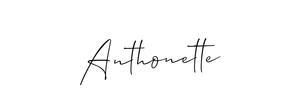 How to make Anthonette name signature. Use Allison_Script style for creating short signs online. This is the latest handwritten sign. Anthonette signature style 2 images and pictures png