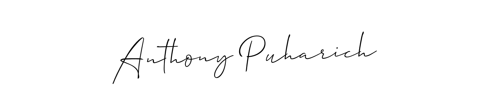 Make a short Anthony Puharich signature style. Manage your documents anywhere anytime using Allison_Script. Create and add eSignatures, submit forms, share and send files easily. Anthony Puharich signature style 2 images and pictures png