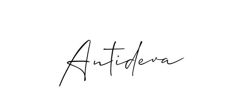 The best way (Allison_Script) to make a short signature is to pick only two or three words in your name. The name Antideva include a total of six letters. For converting this name. Antideva signature style 2 images and pictures png