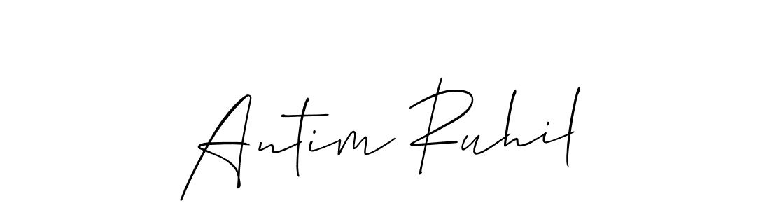 The best way (Allison_Script) to make a short signature is to pick only two or three words in your name. The name Antim Ruhil include a total of six letters. For converting this name. Antim Ruhil signature style 2 images and pictures png