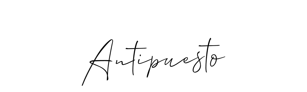 The best way (Allison_Script) to make a short signature is to pick only two or three words in your name. The name Antipuesto include a total of six letters. For converting this name. Antipuesto signature style 2 images and pictures png
