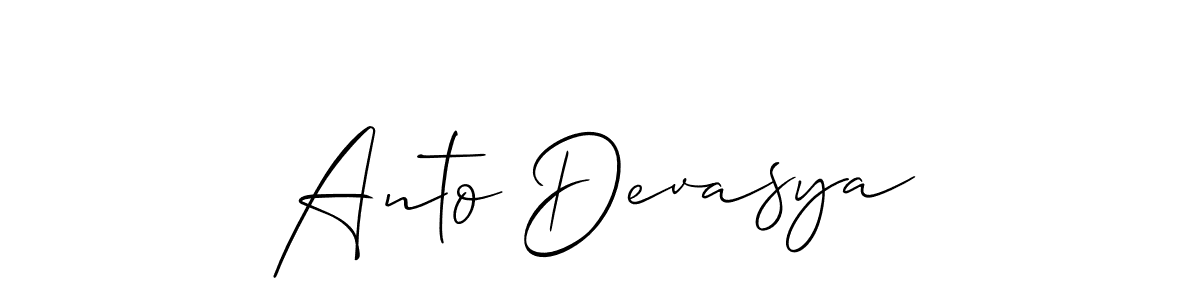 Make a beautiful signature design for name Anto Devasya. With this signature (Allison_Script) style, you can create a handwritten signature for free. Anto Devasya signature style 2 images and pictures png