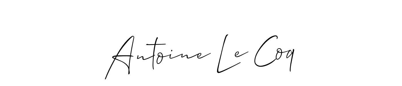 if you are searching for the best signature style for your name Antoine Le Coq. so please give up your signature search. here we have designed multiple signature styles  using Allison_Script. Antoine Le Coq signature style 2 images and pictures png