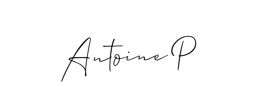 Use a signature maker to create a handwritten signature online. With this signature software, you can design (Allison_Script) your own signature for name Antoine P. Antoine P signature style 2 images and pictures png