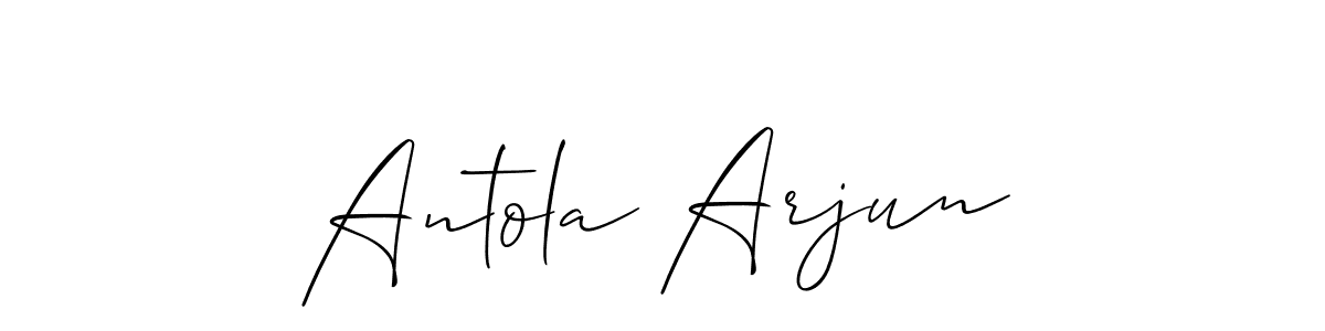 You should practise on your own different ways (Allison_Script) to write your name (Antola Arjun) in signature. don't let someone else do it for you. Antola Arjun signature style 2 images and pictures png