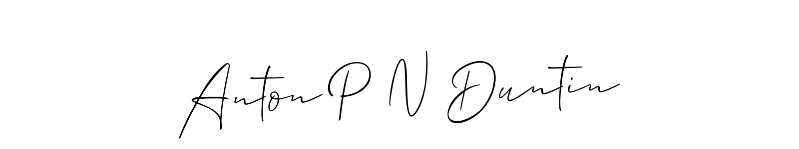 Create a beautiful signature design for name Anton P N Duntin. With this signature (Allison_Script) fonts, you can make a handwritten signature for free. Anton P N Duntin signature style 2 images and pictures png