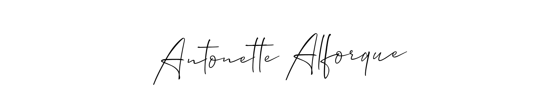 It looks lik you need a new signature style for name Antonette Alforque. Design unique handwritten (Allison_Script) signature with our free signature maker in just a few clicks. Antonette Alforque signature style 2 images and pictures png