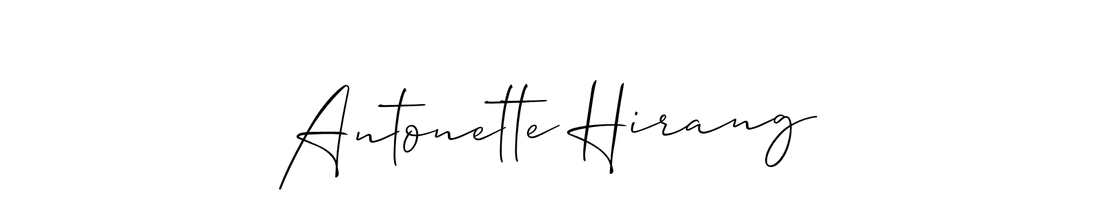 How to make Antonette Hirang name signature. Use Allison_Script style for creating short signs online. This is the latest handwritten sign. Antonette Hirang signature style 2 images and pictures png