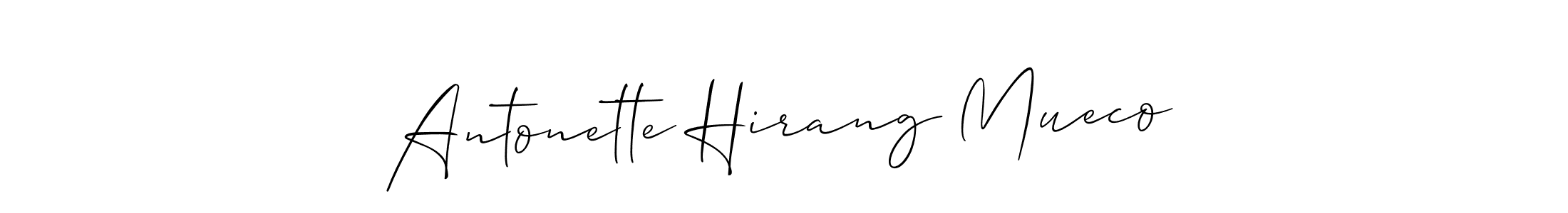 Use a signature maker to create a handwritten signature online. With this signature software, you can design (Allison_Script) your own signature for name Antonette Hirang Mueco. Antonette Hirang Mueco signature style 2 images and pictures png