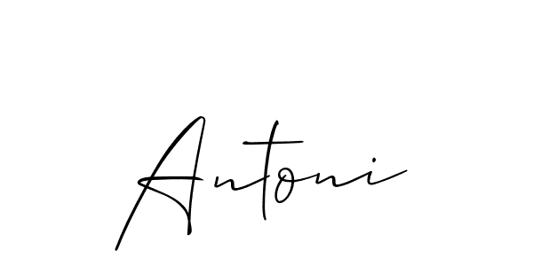 How to make Antoni name signature. Use Allison_Script style for creating short signs online. This is the latest handwritten sign. Antoni signature style 2 images and pictures png