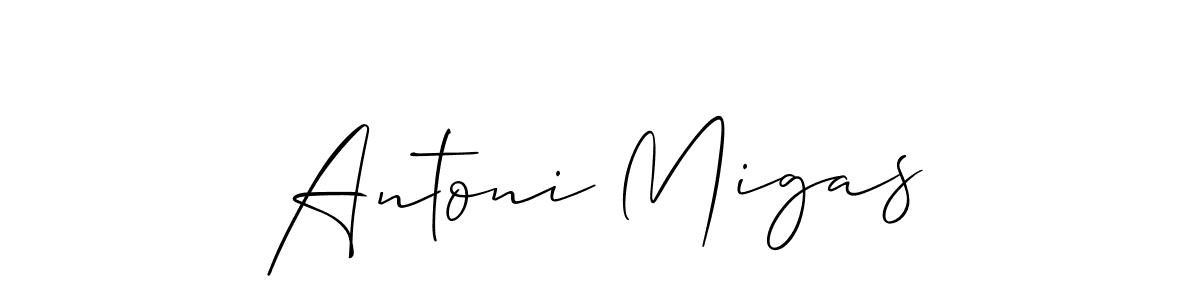 Make a short Antoni Migas signature style. Manage your documents anywhere anytime using Allison_Script. Create and add eSignatures, submit forms, share and send files easily. Antoni Migas signature style 2 images and pictures png