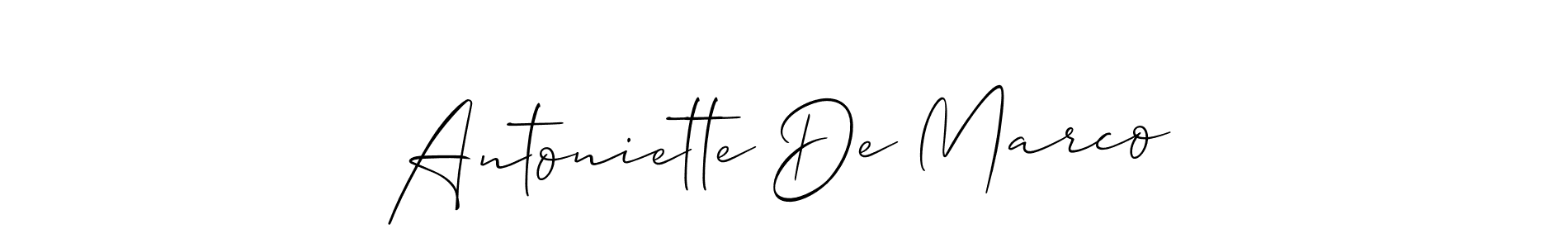 How to make Antoniette De Marco name signature. Use Allison_Script style for creating short signs online. This is the latest handwritten sign. Antoniette De Marco signature style 2 images and pictures png