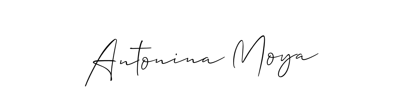 You should practise on your own different ways (Allison_Script) to write your name (Antonina Moya) in signature. don't let someone else do it for you. Antonina Moya signature style 2 images and pictures png