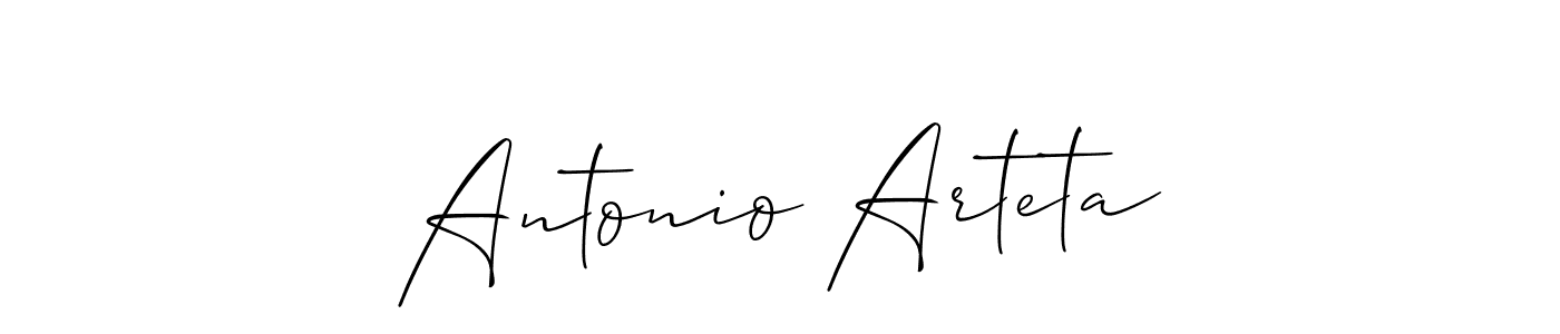 The best way (Allison_Script) to make a short signature is to pick only two or three words in your name. The name Antonio Arteta include a total of six letters. For converting this name. Antonio Arteta signature style 2 images and pictures png