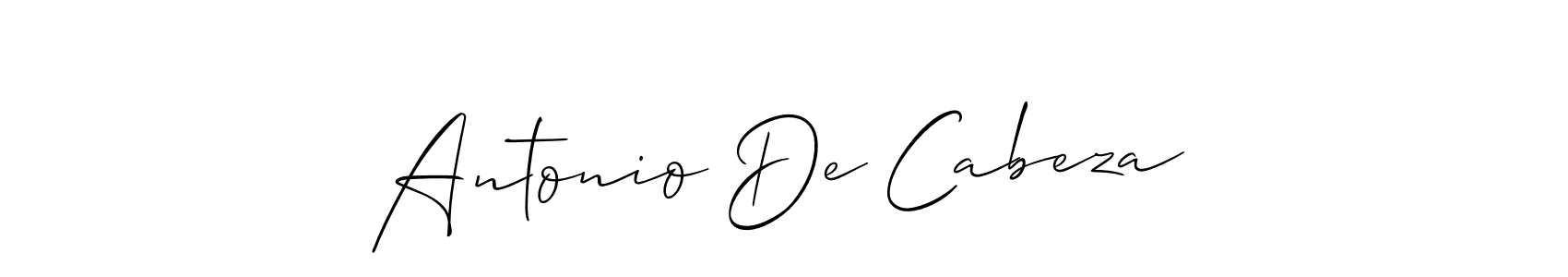 Make a beautiful signature design for name Antonio De Cabeza. With this signature (Allison_Script) style, you can create a handwritten signature for free. Antonio De Cabeza signature style 2 images and pictures png