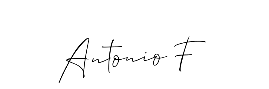 How to make Antonio F name signature. Use Allison_Script style for creating short signs online. This is the latest handwritten sign. Antonio F signature style 2 images and pictures png