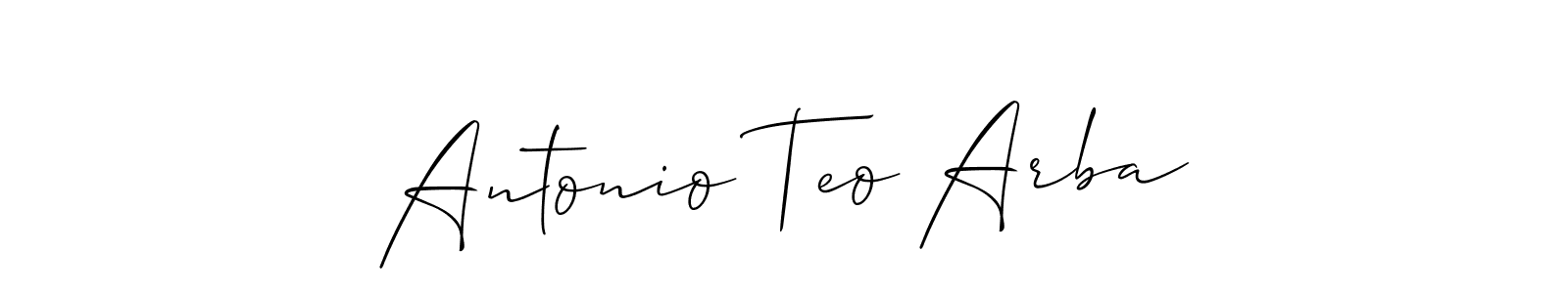 How to Draw Antonio Teo Arba signature style? Allison_Script is a latest design signature styles for name Antonio Teo Arba. Antonio Teo Arba signature style 2 images and pictures png