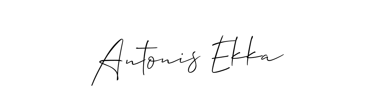 The best way (Allison_Script) to make a short signature is to pick only two or three words in your name. The name Antonis Ekka include a total of six letters. For converting this name. Antonis Ekka signature style 2 images and pictures png