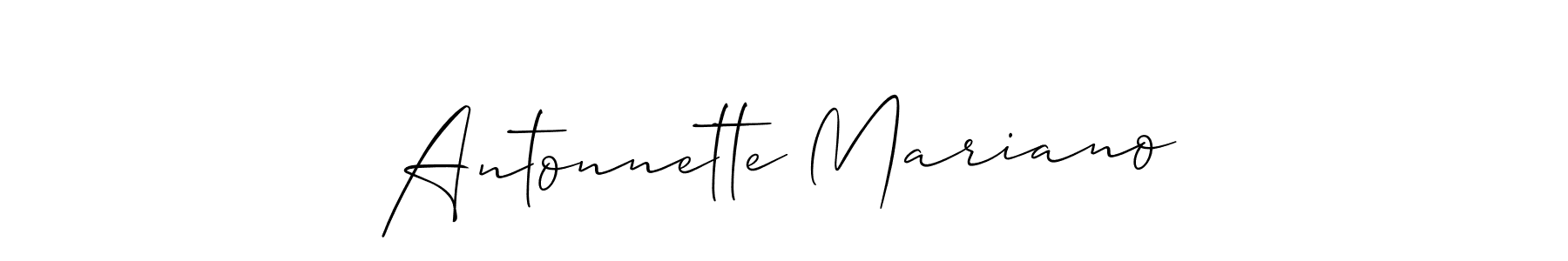 Make a beautiful signature design for name Antonnette Mariano. With this signature (Allison_Script) style, you can create a handwritten signature for free. Antonnette Mariano signature style 2 images and pictures png