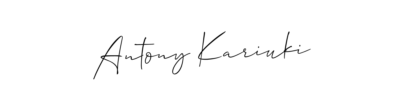 Allison_Script is a professional signature style that is perfect for those who want to add a touch of class to their signature. It is also a great choice for those who want to make their signature more unique. Get Antony Kariuki name to fancy signature for free. Antony Kariuki signature style 2 images and pictures png