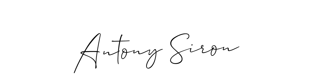It looks lik you need a new signature style for name Antony Siron. Design unique handwritten (Allison_Script) signature with our free signature maker in just a few clicks. Antony Siron signature style 2 images and pictures png