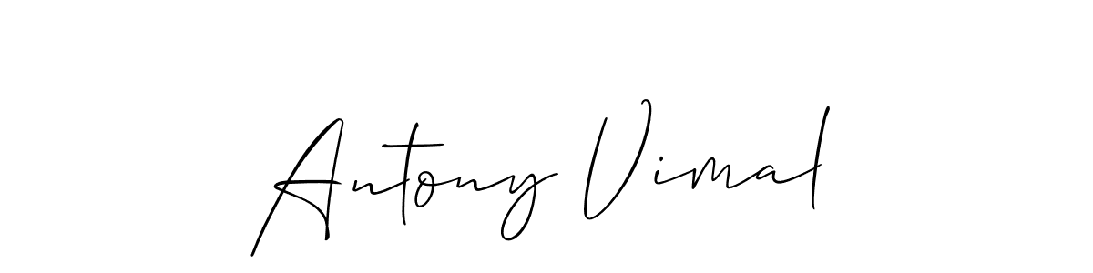 if you are searching for the best signature style for your name Antony Vimal. so please give up your signature search. here we have designed multiple signature styles  using Allison_Script. Antony Vimal signature style 2 images and pictures png