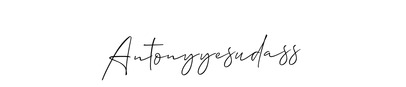 if you are searching for the best signature style for your name Antonyyesudass. so please give up your signature search. here we have designed multiple signature styles  using Allison_Script. Antonyyesudass signature style 2 images and pictures png