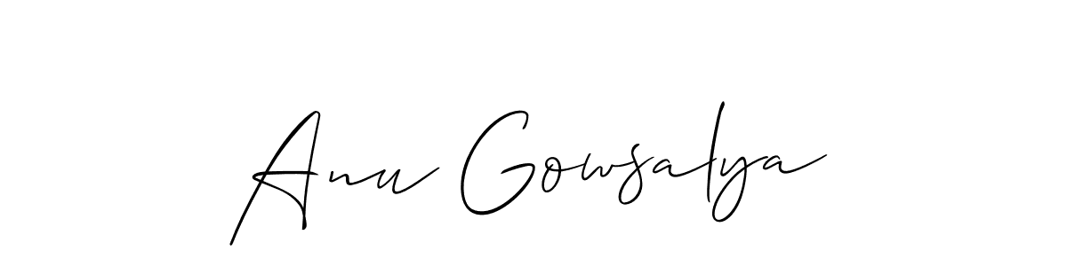 Make a short Anu Gowsalya signature style. Manage your documents anywhere anytime using Allison_Script. Create and add eSignatures, submit forms, share and send files easily. Anu Gowsalya signature style 2 images and pictures png
