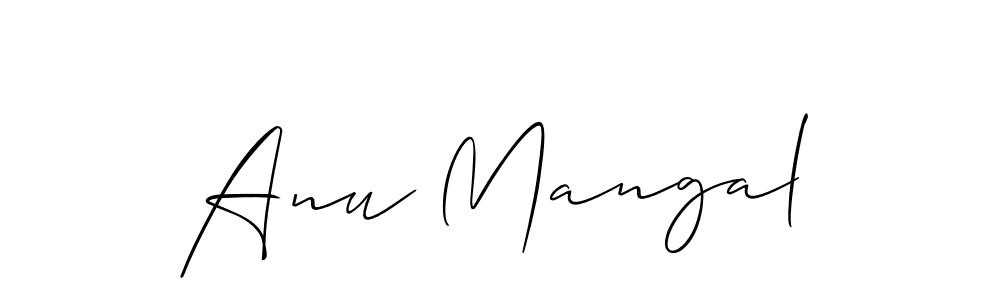 How to make Anu Mangal name signature. Use Allison_Script style for creating short signs online. This is the latest handwritten sign. Anu Mangal signature style 2 images and pictures png