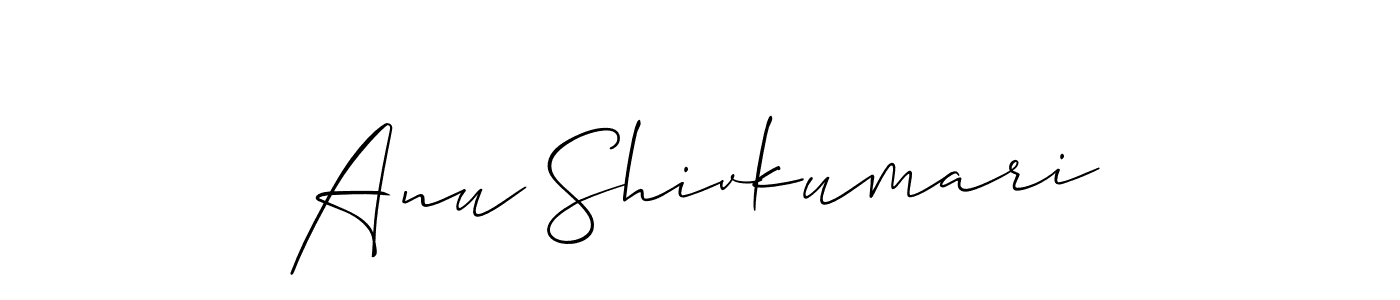 Also You can easily find your signature by using the search form. We will create Anu Shivkumari name handwritten signature images for you free of cost using Allison_Script sign style. Anu Shivkumari signature style 2 images and pictures png