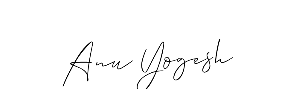 Make a short Anu Yogesh signature style. Manage your documents anywhere anytime using Allison_Script. Create and add eSignatures, submit forms, share and send files easily. Anu Yogesh signature style 2 images and pictures png