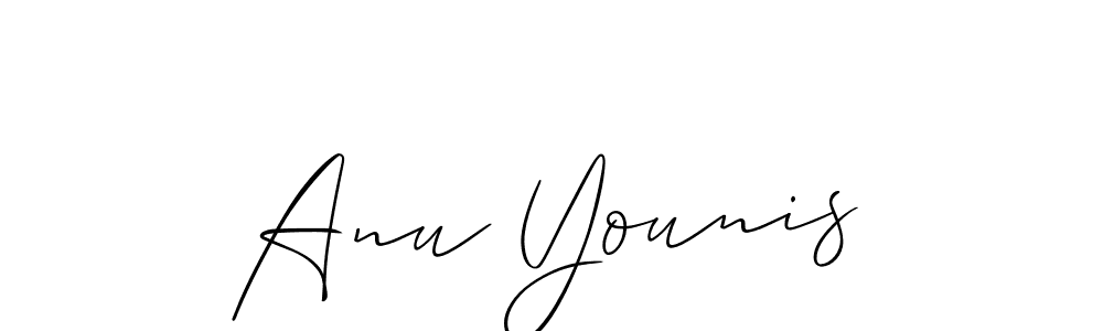Make a short Anu Younis signature style. Manage your documents anywhere anytime using Allison_Script. Create and add eSignatures, submit forms, share and send files easily. Anu Younis signature style 2 images and pictures png