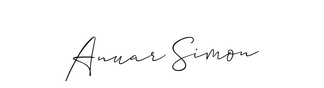 You should practise on your own different ways (Allison_Script) to write your name (Anuar Simon) in signature. don't let someone else do it for you. Anuar Simon signature style 2 images and pictures png