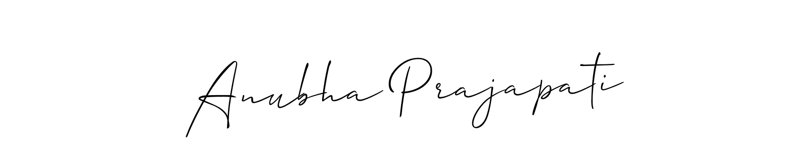 Also we have Anubha Prajapati name is the best signature style. Create professional handwritten signature collection using Allison_Script autograph style. Anubha Prajapati signature style 2 images and pictures png