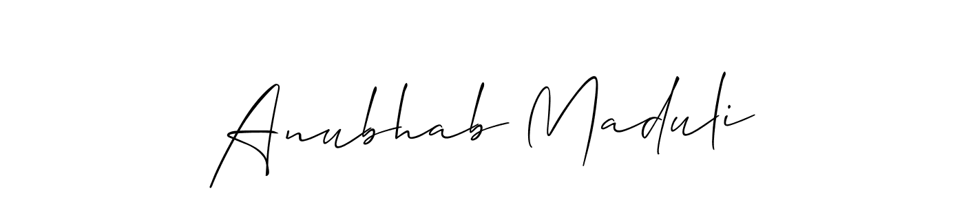 Make a short Anubhab Maduli signature style. Manage your documents anywhere anytime using Allison_Script. Create and add eSignatures, submit forms, share and send files easily. Anubhab Maduli signature style 2 images and pictures png
