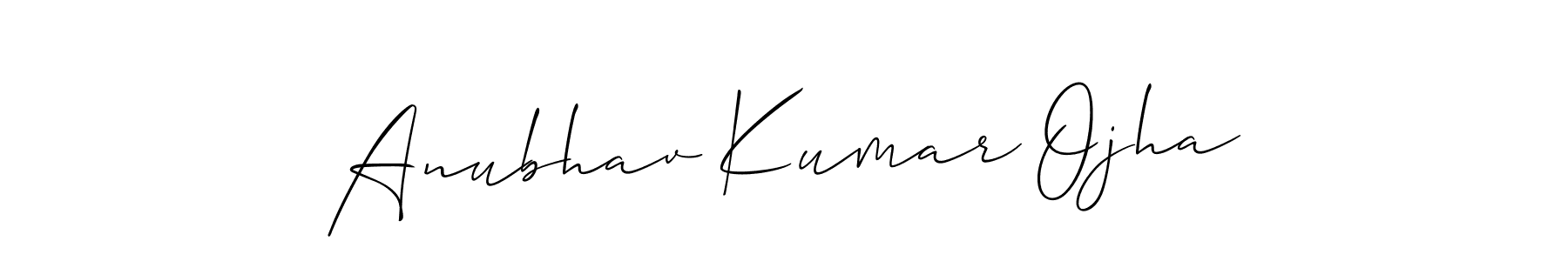 The best way (Allison_Script) to make a short signature is to pick only two or three words in your name. The name Anubhav Kumar Ojha include a total of six letters. For converting this name. Anubhav Kumar Ojha signature style 2 images and pictures png