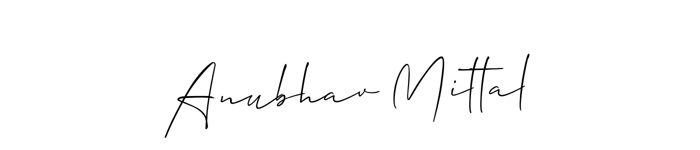 The best way (Allison_Script) to make a short signature is to pick only two or three words in your name. The name Anubhav Mittal include a total of six letters. For converting this name. Anubhav Mittal signature style 2 images and pictures png