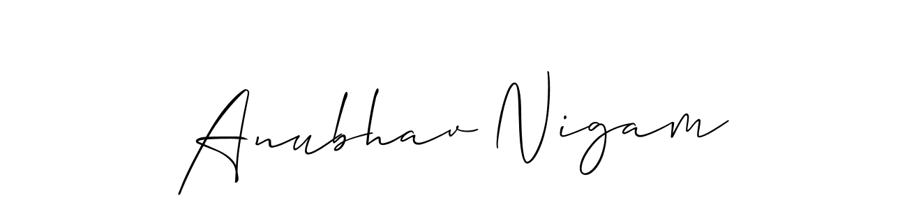Anubhav Nigam stylish signature style. Best Handwritten Sign (Allison_Script) for my name. Handwritten Signature Collection Ideas for my name Anubhav Nigam. Anubhav Nigam signature style 2 images and pictures png