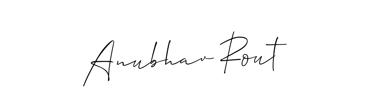 This is the best signature style for the Anubhav Rout name. Also you like these signature font (Allison_Script). Mix name signature. Anubhav Rout signature style 2 images and pictures png