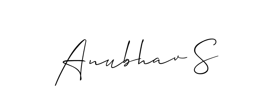 How to make Anubhav S name signature. Use Allison_Script style for creating short signs online. This is the latest handwritten sign. Anubhav S signature style 2 images and pictures png