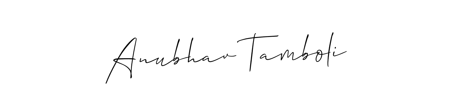 The best way (Allison_Script) to make a short signature is to pick only two or three words in your name. The name Anubhav Tamboli include a total of six letters. For converting this name. Anubhav Tamboli signature style 2 images and pictures png