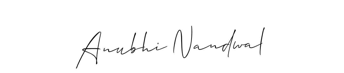 How to make Anubhi Nandwal name signature. Use Allison_Script style for creating short signs online. This is the latest handwritten sign. Anubhi Nandwal signature style 2 images and pictures png