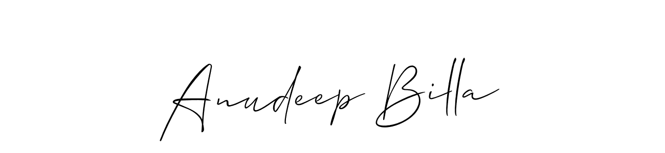 Also we have Anudeep Billa name is the best signature style. Create professional handwritten signature collection using Allison_Script autograph style. Anudeep Billa signature style 2 images and pictures png