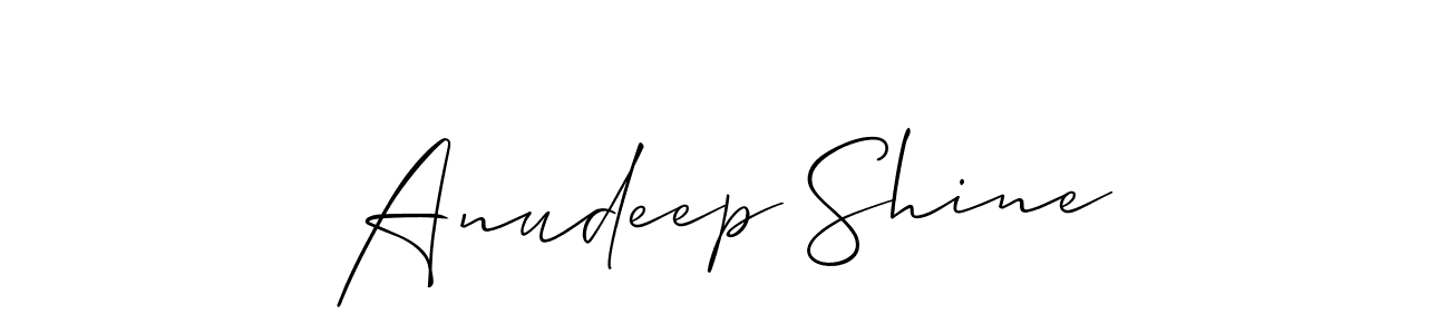 Make a short Anudeep Shine signature style. Manage your documents anywhere anytime using Allison_Script. Create and add eSignatures, submit forms, share and send files easily. Anudeep Shine signature style 2 images and pictures png