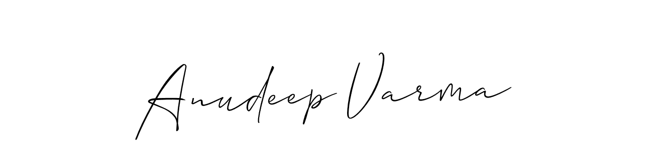 The best way (Allison_Script) to make a short signature is to pick only two or three words in your name. The name Anudeep Varma include a total of six letters. For converting this name. Anudeep Varma signature style 2 images and pictures png