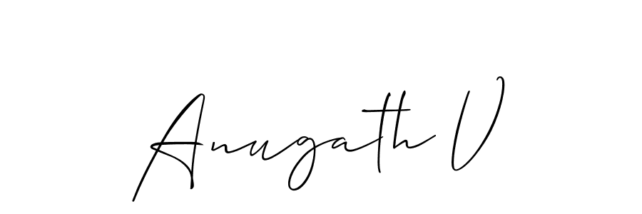 The best way (Allison_Script) to make a short signature is to pick only two or three words in your name. The name Anugath V include a total of six letters. For converting this name. Anugath V signature style 2 images and pictures png