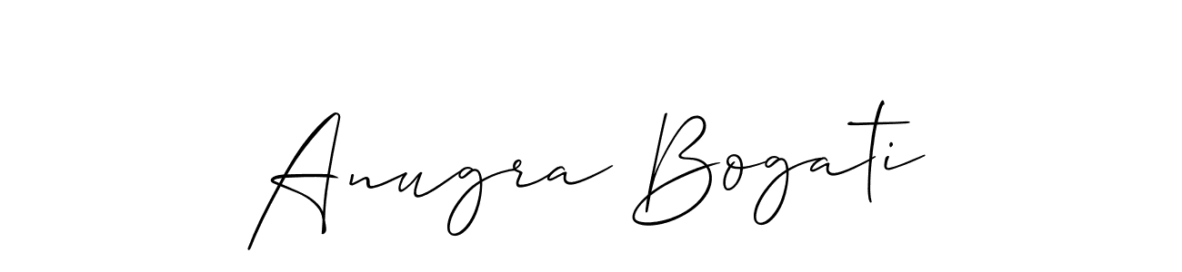 Allison_Script is a professional signature style that is perfect for those who want to add a touch of class to their signature. It is also a great choice for those who want to make their signature more unique. Get Anugra Bogati name to fancy signature for free. Anugra Bogati signature style 2 images and pictures png