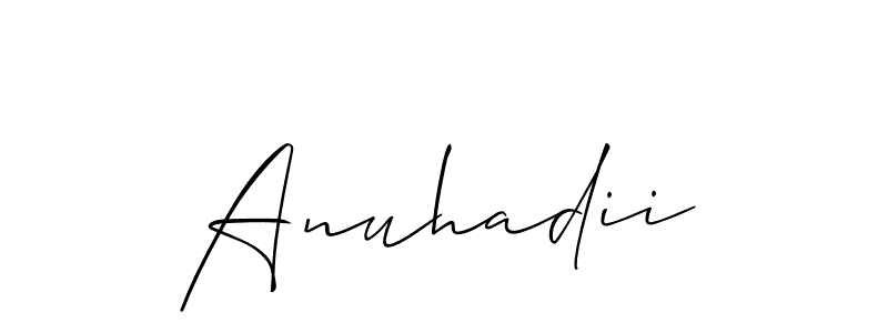 Also we have Anuhadii name is the best signature style. Create professional handwritten signature collection using Allison_Script autograph style. Anuhadii signature style 2 images and pictures png