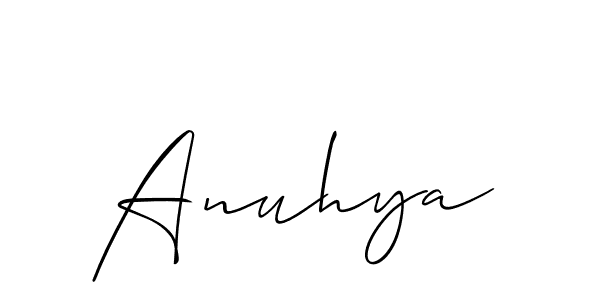 Use a signature maker to create a handwritten signature online. With this signature software, you can design (Allison_Script) your own signature for name Anuhya. Anuhya signature style 2 images and pictures png