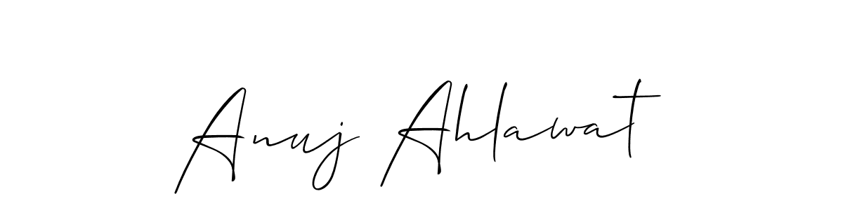 Make a beautiful signature design for name Anuj Ahlawat. With this signature (Allison_Script) style, you can create a handwritten signature for free. Anuj Ahlawat signature style 2 images and pictures png